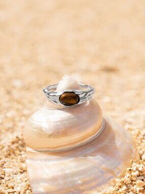 Atolea Sterling Silver Tiger Eye Ring Size 5